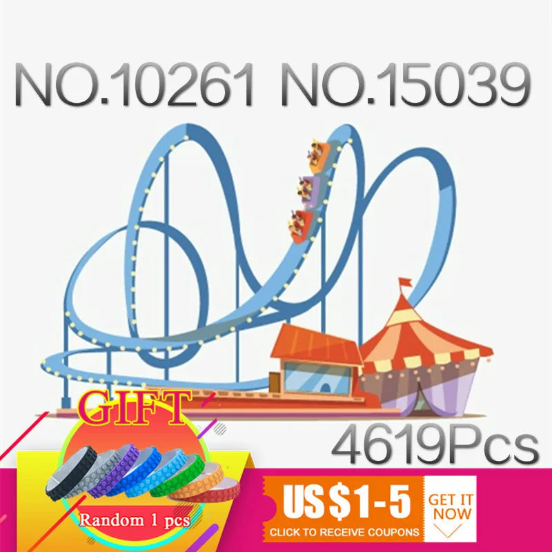 

15039 4619Pcs The roller coaster Set Compatible with 10261 City Series Buidling Blocks Bricks Kids Toys Collectable Gifts