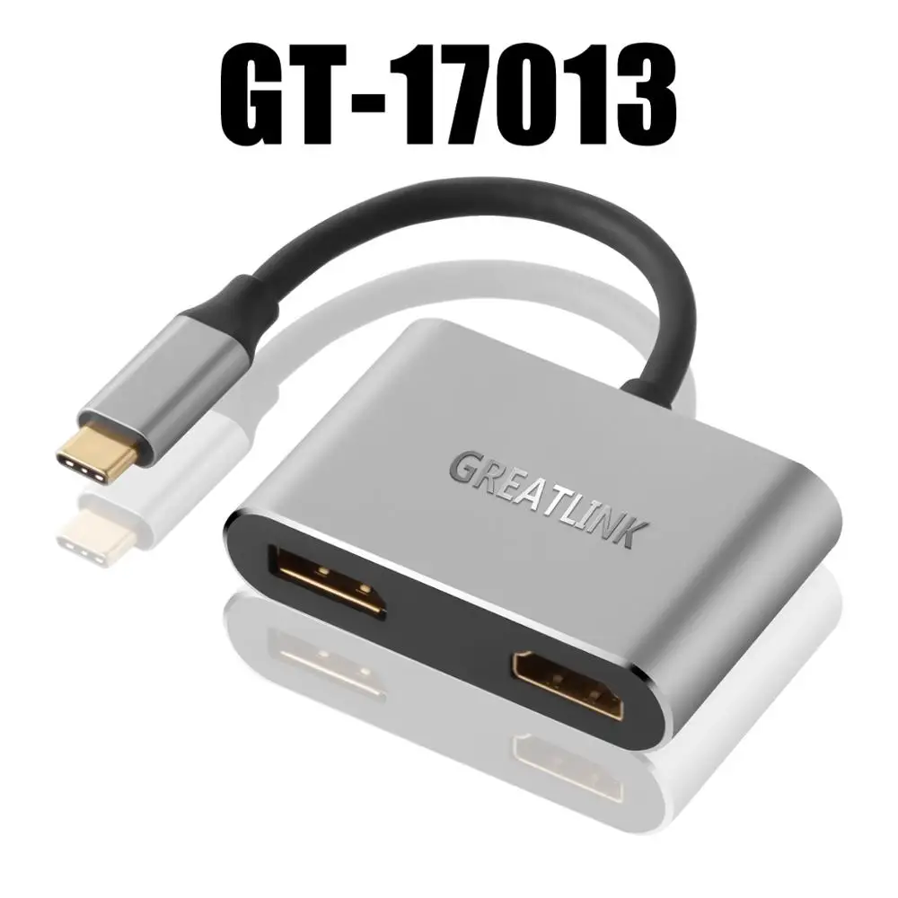 Тип C 3,1 на дисплей Порт DP HDMI 4K сплиттер USB-C type-C 3,0 AUX удлинитель Дисплей порт конвертер Thunderbolt 3 концентратор док-станция - Цвет: F0308  (GT-17013)