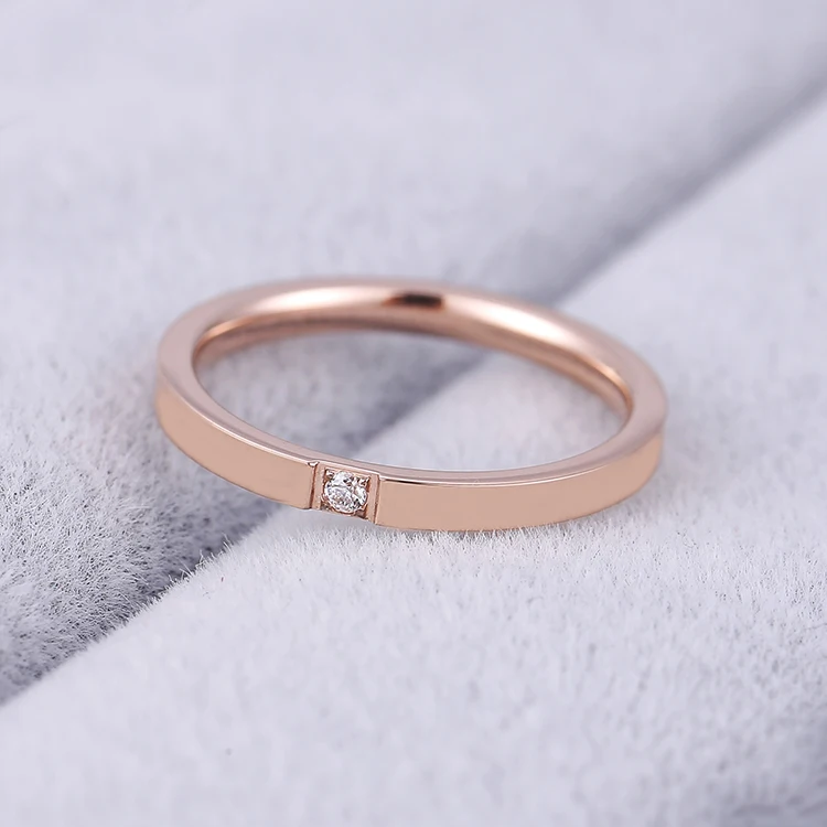 KNOCK Top Quality Concise Zircon Wedding Ring Rose Gold Color Full Sizes Jewelry For Men/Women
