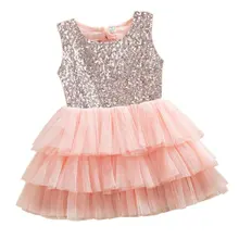 Baby Girls Dress Summer Layered Tutu Dressed Kids Sleeveless Back Hole Bows Sequined Dresses Children Clothing