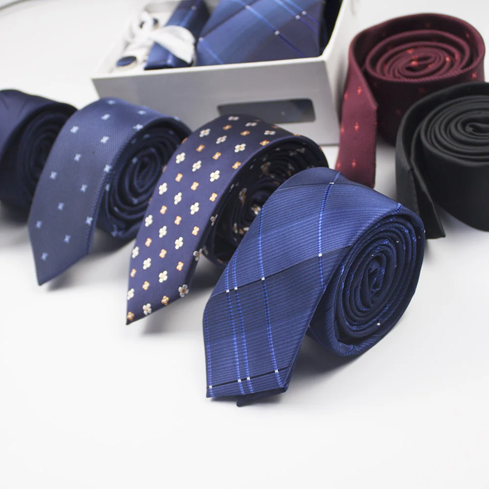 Мужской галстук тонкий 6 см Галстук Зажим Для носового платка Запонки Подарочная упаковка классический мужской галстук свадебный подарок тонкий модный галстук для мужчин