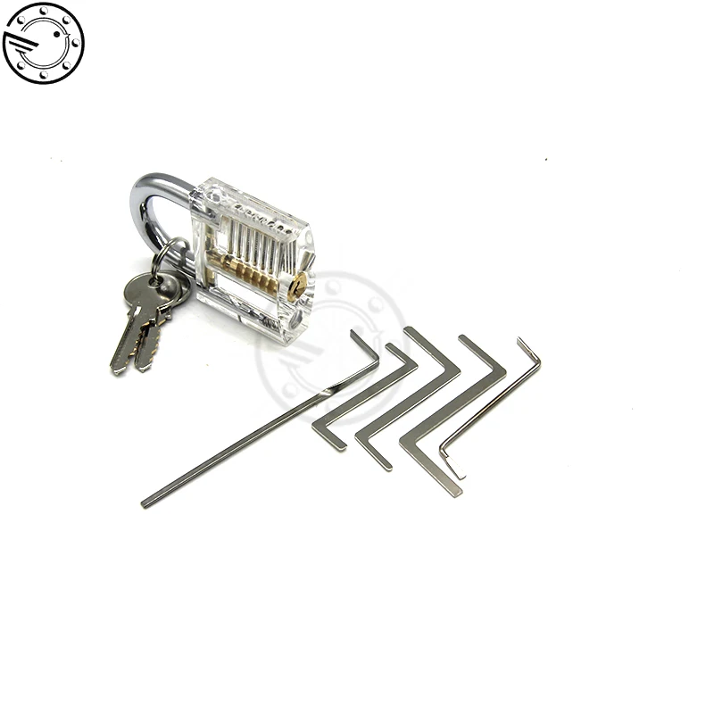 

30mm Transparent Visible Pick Cutaway Practice Padlock Lock With Broken Key Remove Hook Extractor Set Locksmith Wrench Tool