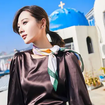 

Fashion Women Printed Chiffon Scarf Four Season Small Square Scarf Office Autumn Ladies Comfortable Soft Chiffon Scarves