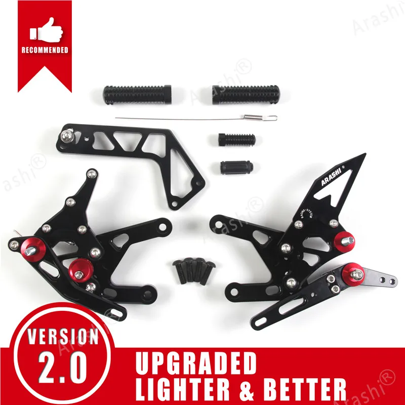 Black Arashi мотоциклетная Подножка для YAMAHA YZF R1- CNC Регулируемые подножки Rider Rearset YZF-R1 R1M R1S RN32 - Цвет: Black