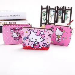 Милый мультфильм рисунок «Hello Kitty» из искусственной кожи для девочек портмона держатель Мини Изменить Кошельки хранение денег сумка Для