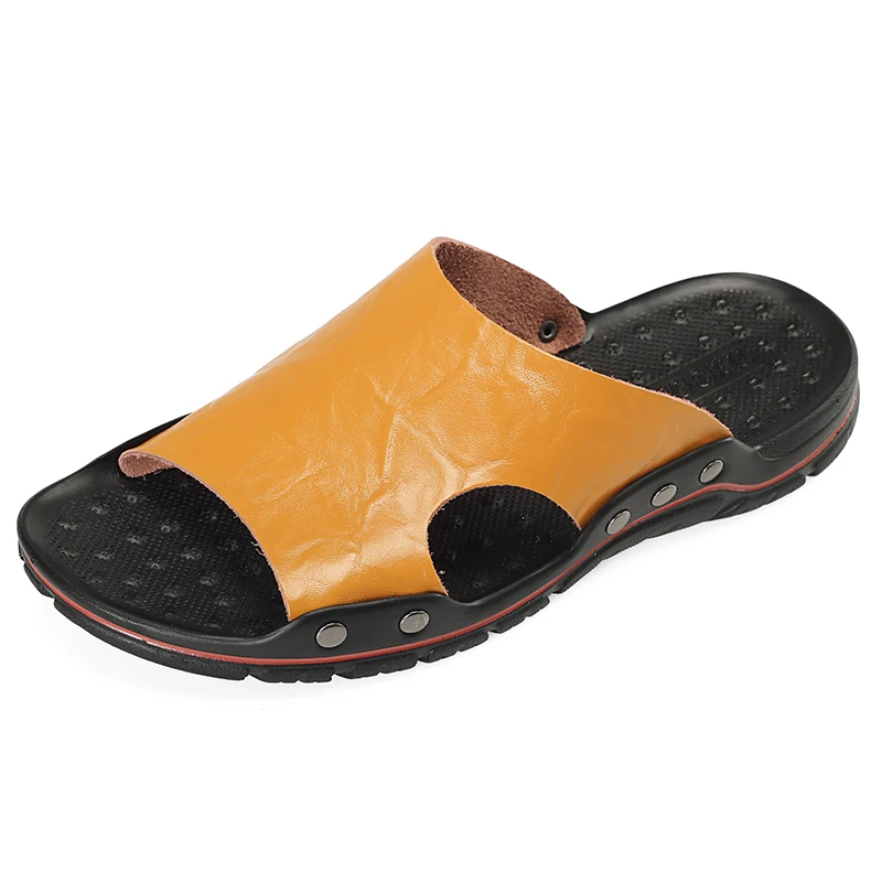 

COSIDRAM New 2019 Men Summer Sandals Soft Pu Leather Shoes Fashion Sandals High Quality Hot Sale Beach Shoes BRM-142