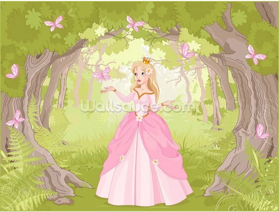 

Custom children's wallpaper,Princess in Enchanted Woodland,3D cartoon wallpaper for children's room living room sofa wall