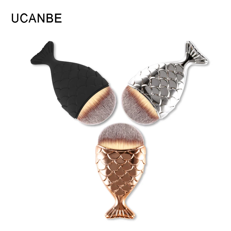 

UCANBE Brand 3 Color Mermaid Foundation Makeup Brushes Set Tool Soft Fiber Hair Powder Blush Goldfish Make Up Brushes Cosmetics