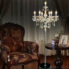 Италия Винтаж торшеры спальня Коньяк Кристалл напольный светильник с абажуром Современные Напольные светильники марридж led подсвечник