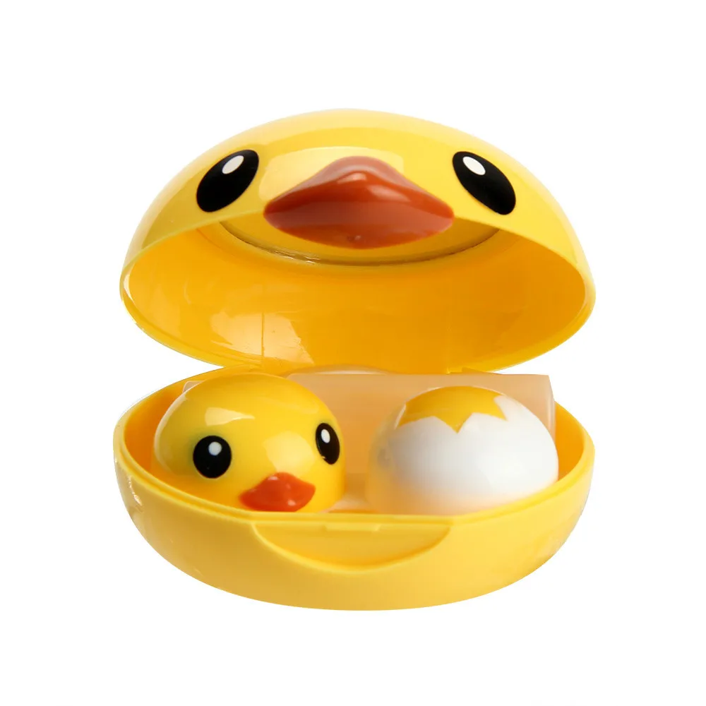 

Cute Duck Contact lens Container Storage Case Box Popular Mini Contact Lens Case Box Travel Kit Easy Carry Mirror Container