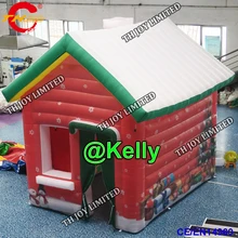 Двери 4x3 м рождественские украшения надувные Санты освещенные мастерская дом, Санта грот дом