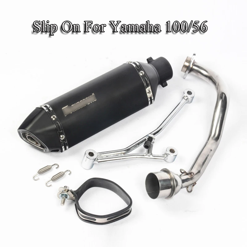 

Slip On Motorcycle Exhaust Muffler Pipe Front Link Pipe Exhaust System Pipe With Bracket For Yamaha 100/56 Motorbike Modified
