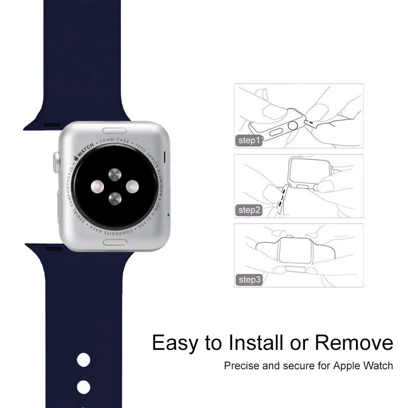 Спортивный силиконовый ремешок для Apple Watch 4 40 мм 44 iwatch 3 2 1 38 42 мягкий красочный