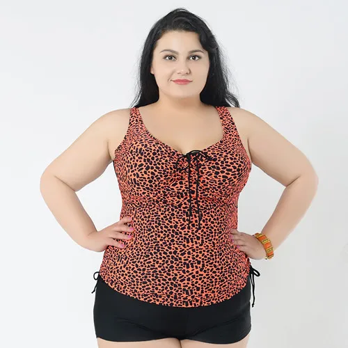 Женские Купальники большого размера пять цветов леопардовая одежда высококачественные гладкие ткани Seperate из двух частей купальник пляжная одежда - Цвет: Оранжевый