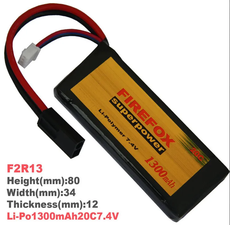

1pcs 100% Orginal FireFox 7.4V 1300mAh 20C Li Po AEG Airsoft Battery F2R13 Drop shipping
