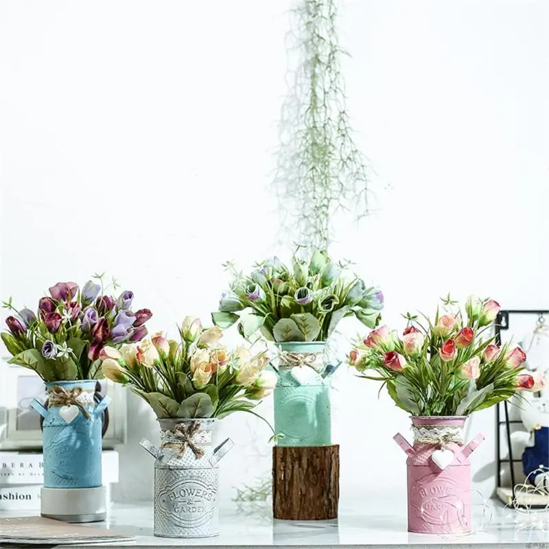 Милая железная ваза для цветов, украшение для окна бара, кафе, скандинавский стиль, украшение для дома, цветочный горшок, цветочная корзина, мини-металлическая ваза