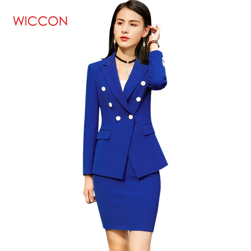 

2019 New Fashion Skirt Suits Women Business Long Sleeve Blazer And Trousers Two Pieces Set Office Ladies Plus Size Work Wear