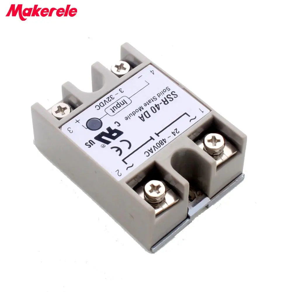 CG Solid State Relay SSR-40DA DC to AC Input 3-32VDC To Output 24-480VAC 40A Single Phase Plastic Cover…