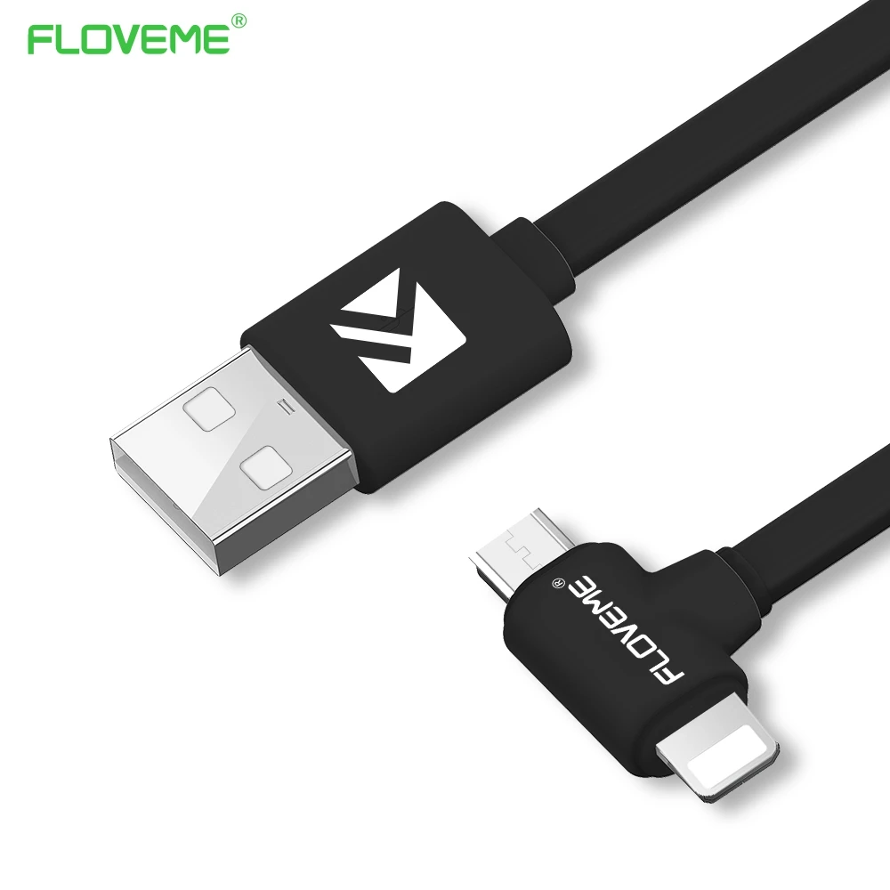 FLOVEME 2 in 1 USB Cable For iPhone 6 6S 7 Plus 5 5S SE Micro USB