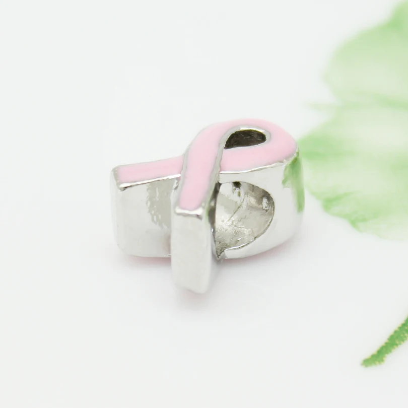 Подвеска из цинкового сплава ручной работы бусы уход за раком груди розовый лента амулет Fit Pandora браслет ожерелье