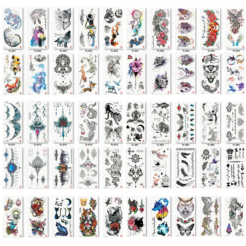 50 Sheets Temporary Tattoo, Hands Face Tattoo Sticker for Men Women, Flower Snake Designs Body Art on Arm Neck Shoulder Clavicle