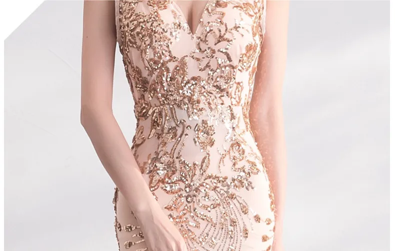 JaneVini блестящее шампанское золото блесток вечернее платье для выпускного вечера Русалка длинное платье подружки невесты для женщин