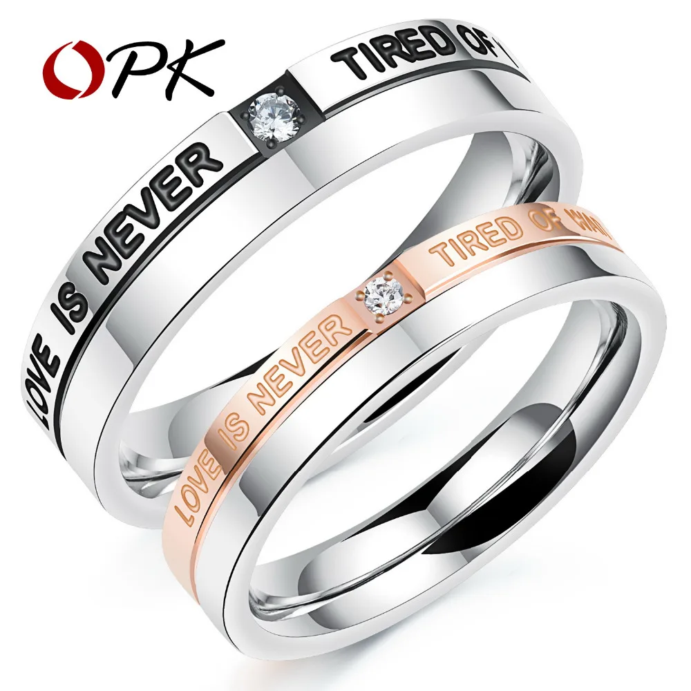 opk romantic lovers wedding rings black rose gold color with cubic zirconia stainless steel couples customized engraved gj507 - Customized Wedding Rings opk romantic lovers wedding rings black rose gold color with cubic zirconia stainless steel couples customized engraved gj507 - Customized Wedding Rings