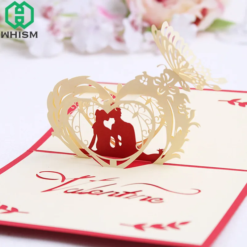 

WHISM Creactive Paper Greeting Cards 3D Pop Up Cards Birthday Anniversary Greeting Cards Vintage Gift Card convites de casamento