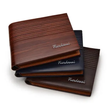 

Small Leather Wallet Men Vintage Slim Men's Wallets Solid Business ID Credit Card Holders Purses Male Pu Leather Bifold Brown