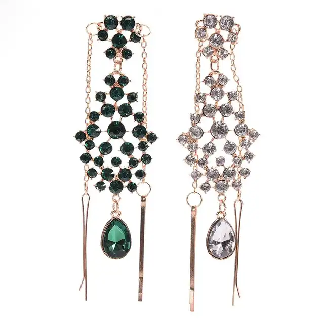 Crystal Rhinestone Pendant High Forehead Women Indian Hair Bands