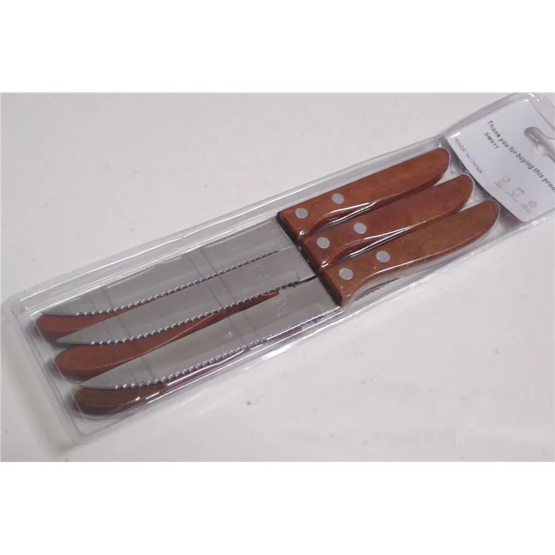 6pcs/lot dinner knife fruit steak kitchen knives with wooden handle
