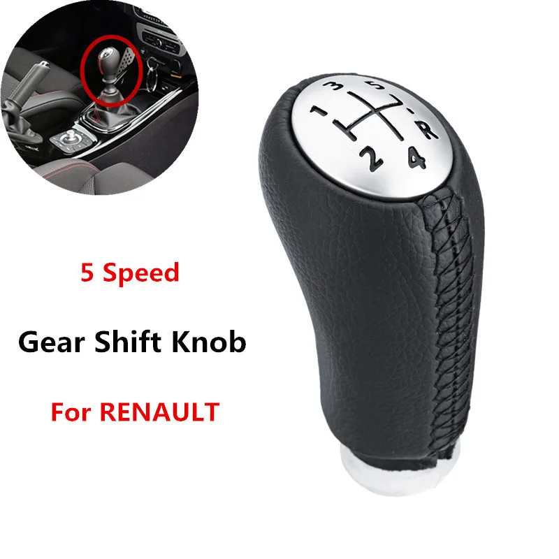 

5 Speed Car Gear Shift Knob Head Stick Matt Color Gear Shifter Leather for RENAULT Laguna Megane 2 Clio 3 2003-2009 Kangoo 2009