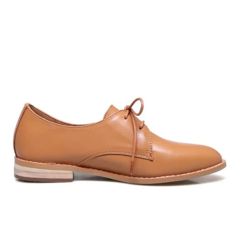 Femmes À noir Casual Qualité marron Chaussures En Véritable Travail Taille Lebaluka Pointu 3442 Beige Appartements Cuir Pour Bureau Lacets Bout EH2WYD9I