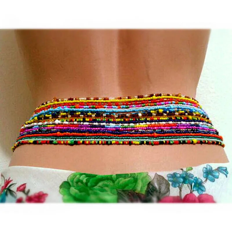 

Double Strand Waist Beads, Body Jewelry, Belly Beads, Bead Jewelry, Belly Chains, Elastic Waist Chain, Body African Waists Bead