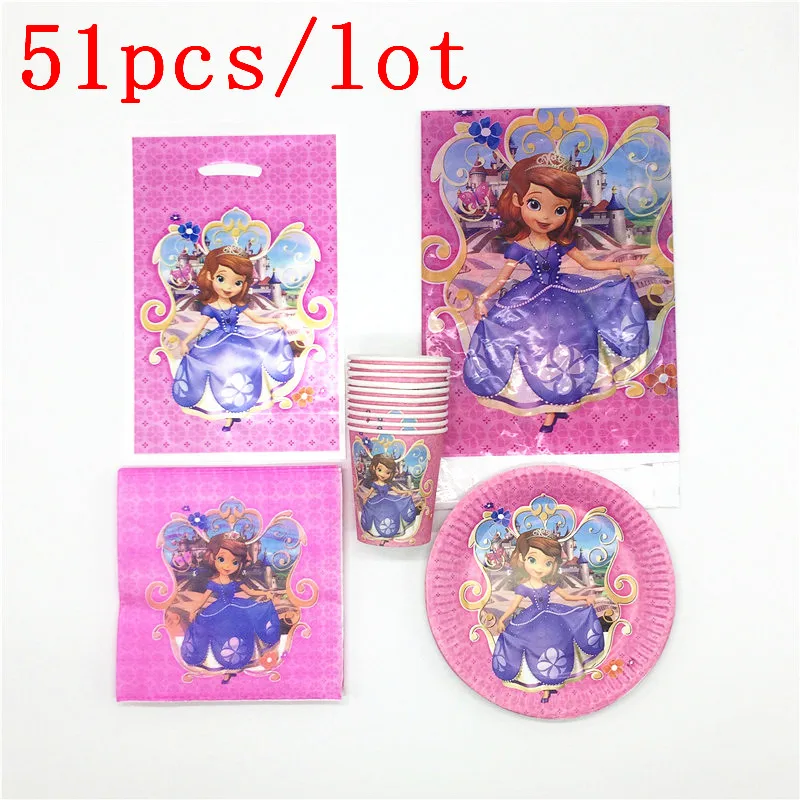 Одноразовая посуда Disney Princess Sofia 51 шт./лот|Одноразовая для вечеринок| |