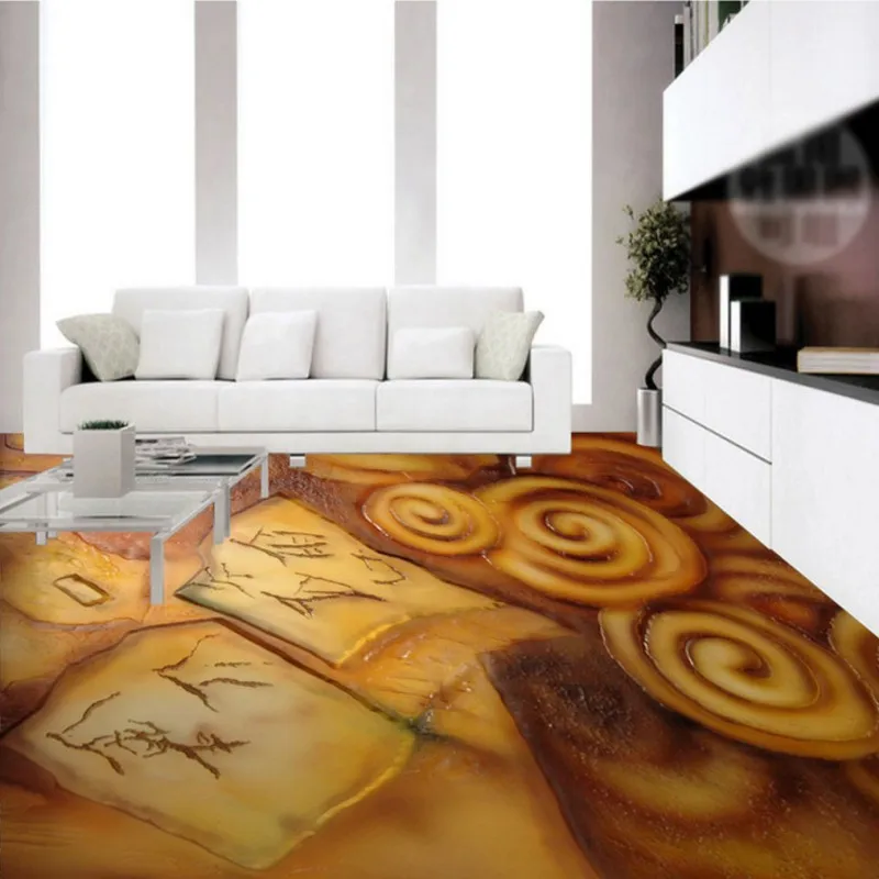 

Free Shipping art glass embossed carved floor 3D stereo custom Self-adhesive living room kitchen wallpaper mural