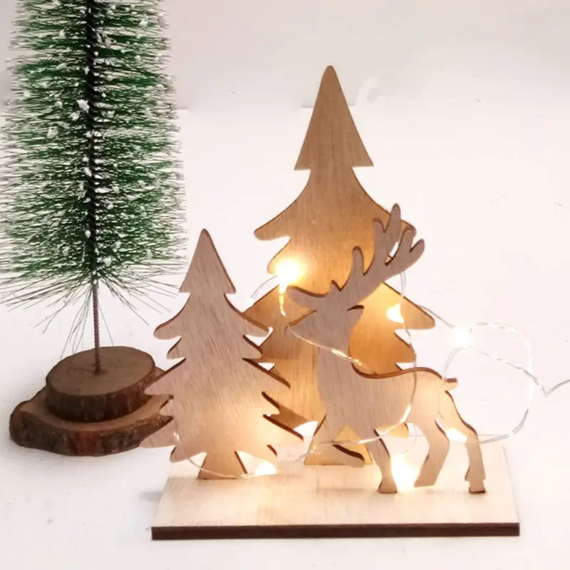 

1Set Creative DIY Wooden Crafts Christmas Tree Deer Decoration Ornaments Xmas Home Party Supplies