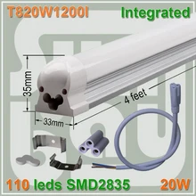 54pcs/lot free shipping LED TUBE BULB T8 integrated 4ft 4feet 20W high lumens high quality milky clear cover available