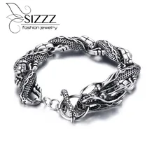 SIZZZ Европейская и американская мода властный Титановый стальной Мужской Дракон браслет и браслеты