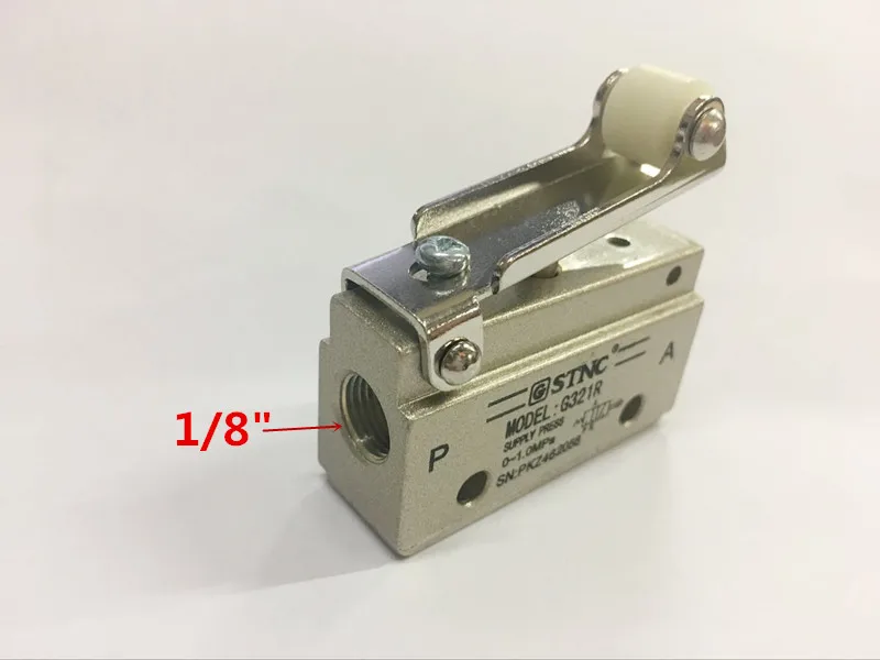STNC 1/8" G321R Spring Return Reset Push Button Mechanical Valve , Hand