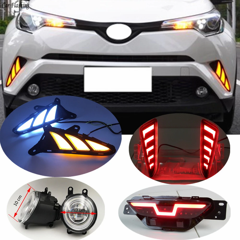 

Car flashing 1Set LED Daytime Running Turning Signal Light DRL Fog Lamp Brake light For Toyota CHR C-HR 2016 2017 2018 2019