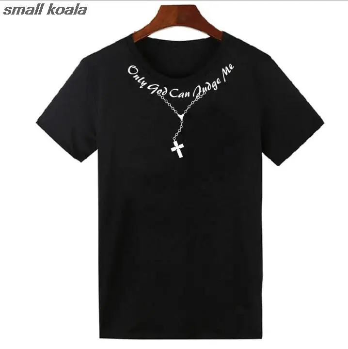 

TUPAC 2pac T Shirt Only God Can Judge Me Christian Cross Rosary Tattoo Script Tops Tee Shirts Hip-hop Rap Swag T-shirt Unisex