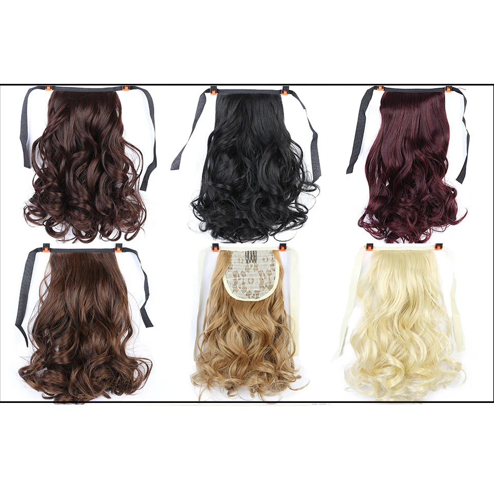 DIFEI Short Clip In Drawstring Curly Ponytail Hair Pieces Heat Resistant Synthetic Fake Hair Tail Horse Tress Short Hair