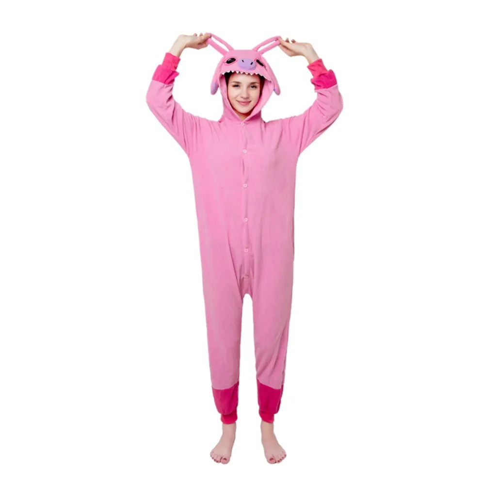 Флис костюм карнавальный для взрослых унисекс кигуруми костюм для косплея «Пижама» розовый шовный комбинезон пижамы