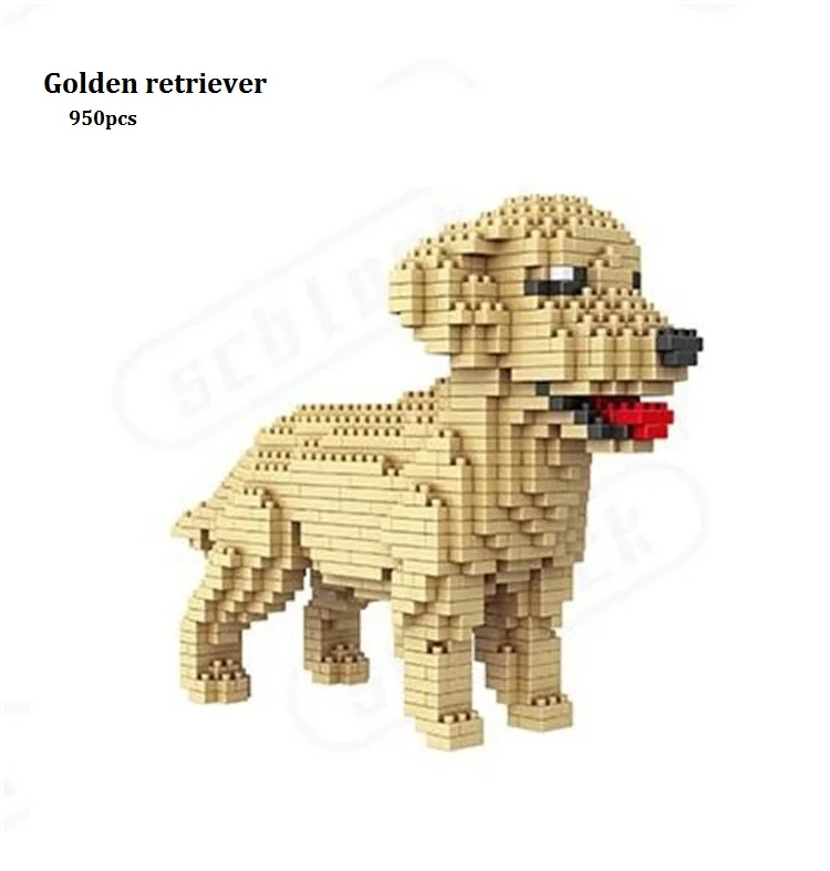 Микро блоки собака модель маленькие кирпичи такса игрушка в сборе brinquedos Шнауцер фигурка Хаски дети подарки игрушки для детей - Цвет: Золотой