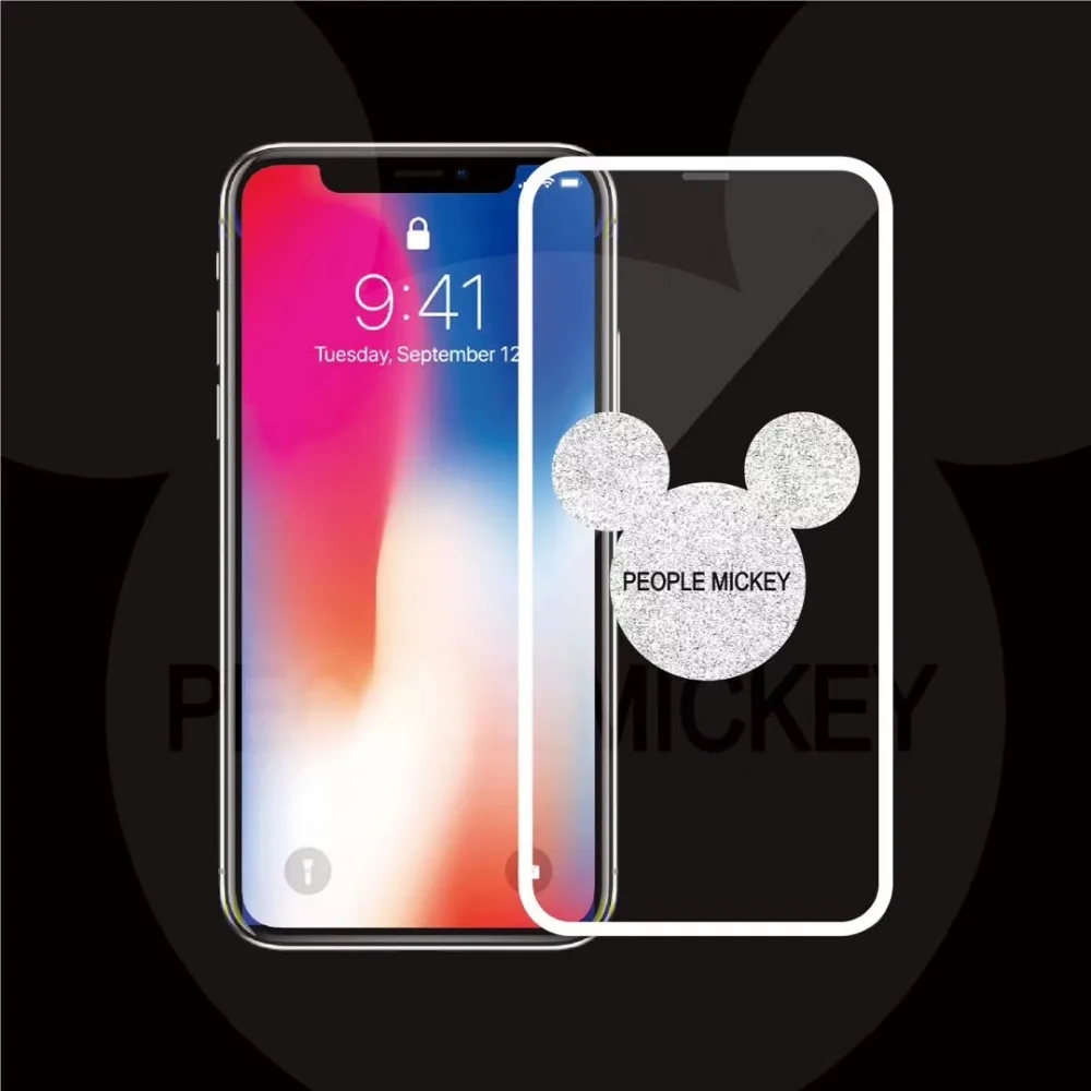 

Cute Cartoon Mickey MIKI phone Tempered for iPhone6 6S 78PLUS X XR 8 XS MAX Glass 7plus Full Screen Protector 6plus protection