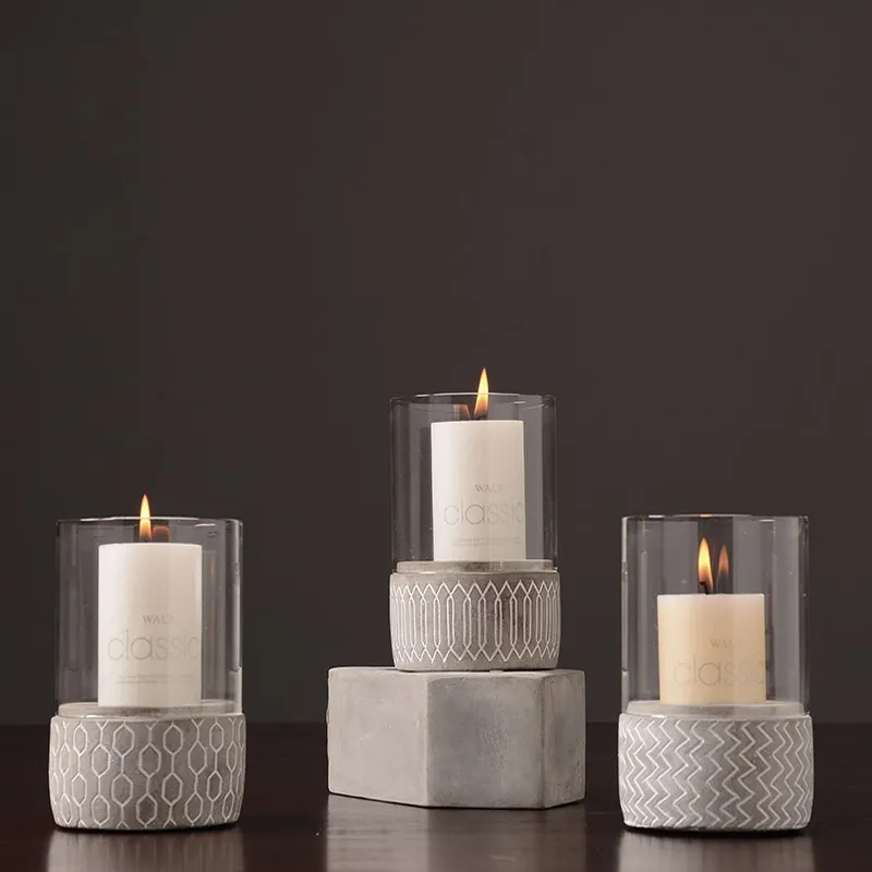 cement glass candlestick desktop