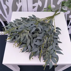 Elegant Artificial White Silk Flower Arrangement with Willow Leaves and Greenery for Wedding Decor or Home Vase Display (Army Green)