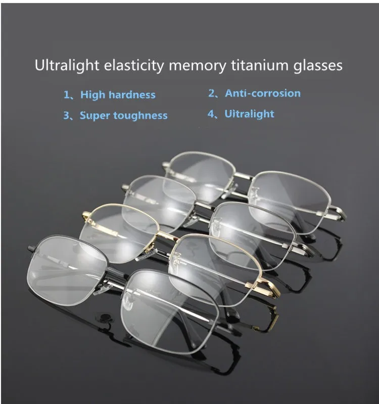 YOOSKE титановые очки с эффектом памяти, полуоправа, оптическая оправа для очков, мужские ретро очки с полуоправой, оптические оправы по рецепту