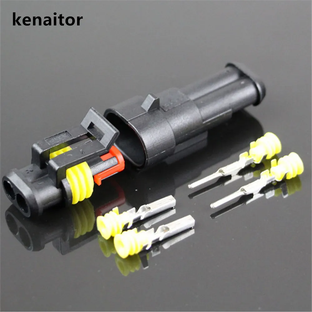 Free Shipping 20 sets Kit 2 Pin Way AMP Super seal Waterproof